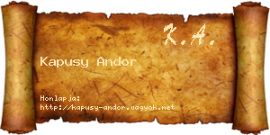Kapusy Andor névjegykártya