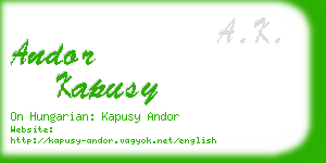 andor kapusy business card